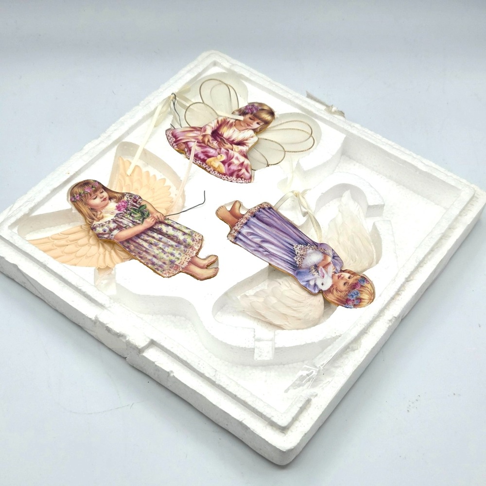 Bradford Editions Porcelain Angel Ornaments Heaven's Little Angels Set Of 3